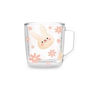 Xícara HX86 – Coelhos e Flores Rosas