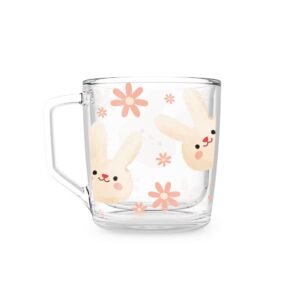 Xícara HX86 – Coelhos e Flores Rosas